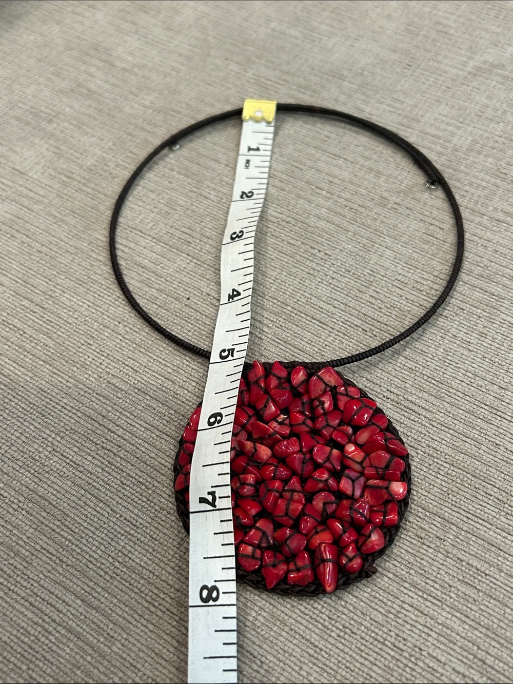 Handcrafted Red coral Pendant Necklace - Unbranded image 3